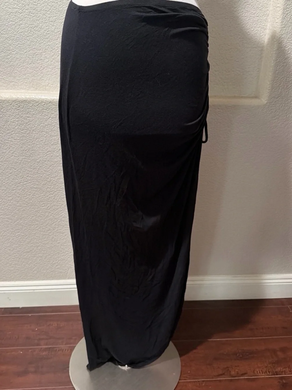 Guess Black Ruched Maxi Skirt with Front Gather